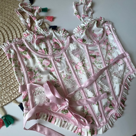 For Love & Lemons Naima Bustier White Floral Small-DD NEW - Picture 8 of 10